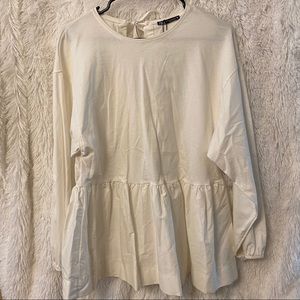 Zara Cream Peplum Tie Back Top